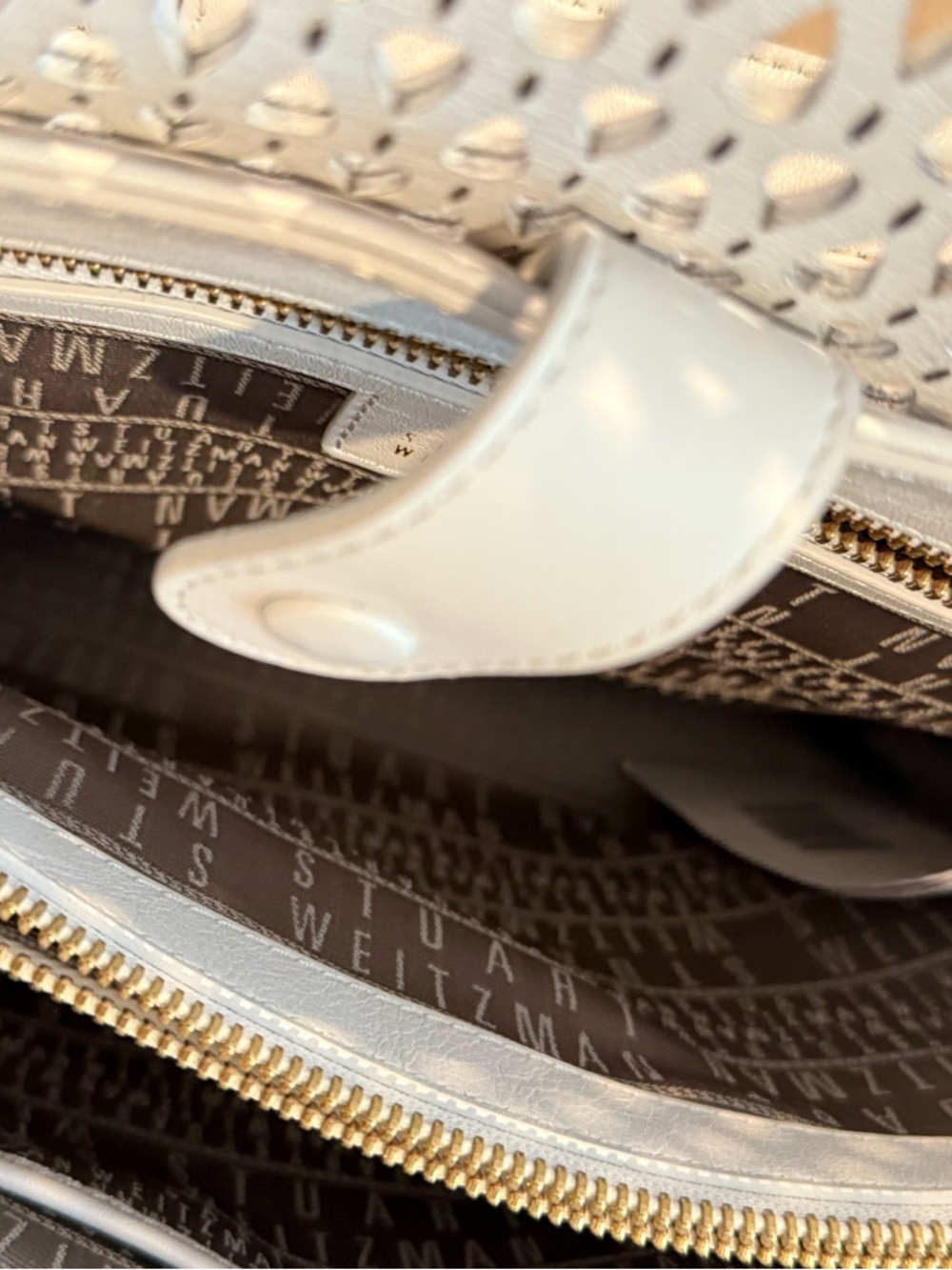Stuart Weitzman White Woven Leather Crossbody Satchel - Picture 6 of 10